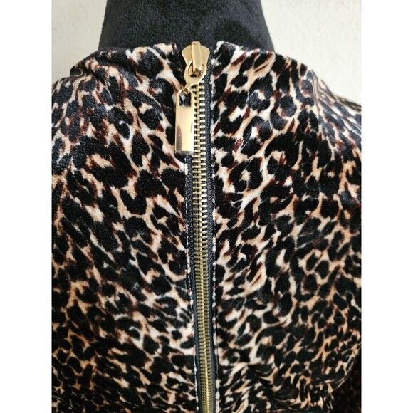 Cache Vintage Women's Velvet Leopard Print Sheath Dress Size 4 - Picture 6 of 8